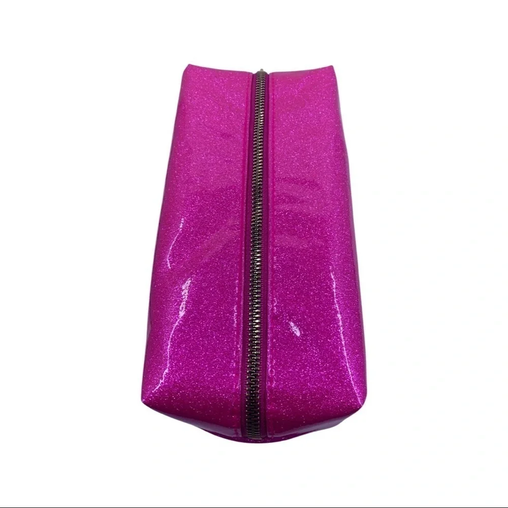 Colorful Pink Glitter Pride Zipper Carry Case Organizer Travel Cosmetic Pouch